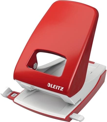 Image of Leitz Hole Punch, 40 Sheets, Guide Bar with Format Markings, Metal, NeXXt Range, 51380025 - Red