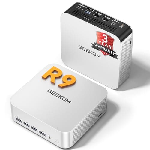 Image of GEEKOM[2026 Ultra Quiet A7 MAX AI Mini PC Windows 11 Pro,with AMD Ryzen 9 7940HS(Up to 5.2GHz),16GB DDR5 RAM(Up to 128GB) & 1TB SSD, Dual HDMI 4K@120Hz Quad Display/Dual USB4 for Gaming/Video Editing