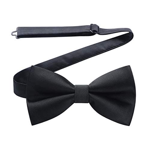 Image of HISDERN Black Bow Ties for Men Pre-tied Adjustable Tuxedo Bowtie Classic Formal Solid Color Bowties for Wedding Party