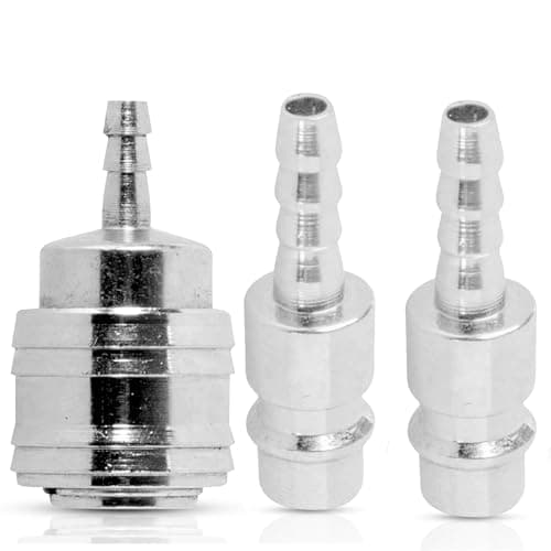 Image of Dapetz ® 3Pcs Euro Air Line Hose Fitting Compressor Connectors Quick Release Barb Bayonet 6mm Hose Tail QR Coupler Fittings Kit Zinc Plated Finish