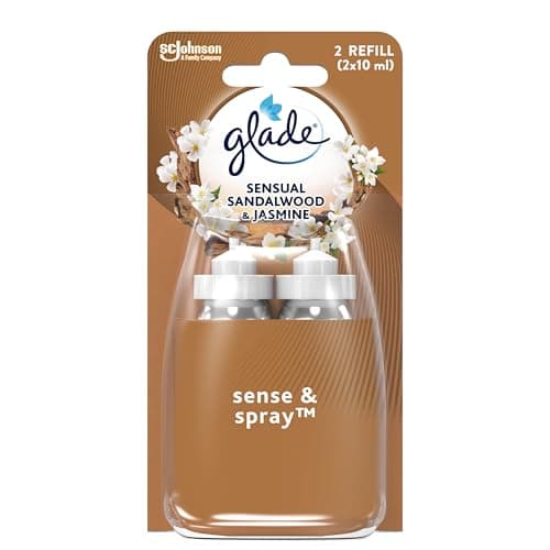 Image of Glade Sense & Spray Air Freshener Refill, Motion Activated Automatic Room Spray and Odour Eliminator for Home, Sandalwood & Jasmine, Duo Pack (2 x 18ml)