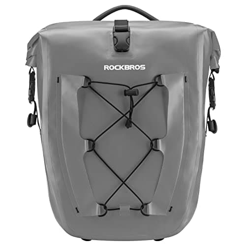Image of ROCKBROS Bike Pannier Bag 25L-32L 100% Waterproof Rear Rack Bicycle Bag for Rear Carrier Bike Handbag for Cycling Touring Travelling Grey