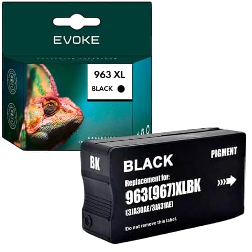 Image of EVOKE 963 XL Ink Compatible with HP OfficeJet Pro 9010 9012 9013 9015 9020 9023 9025 Black (Black) 2080 Pages 50ml