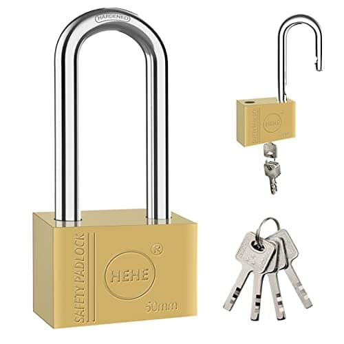 Image of Heavy Duty Solid Brass Padlock, Security Lock Apartment Door Lock, Locker Padlock with Key, Increased Reinforcement, Square Reinforced Lock(50mm(Long))