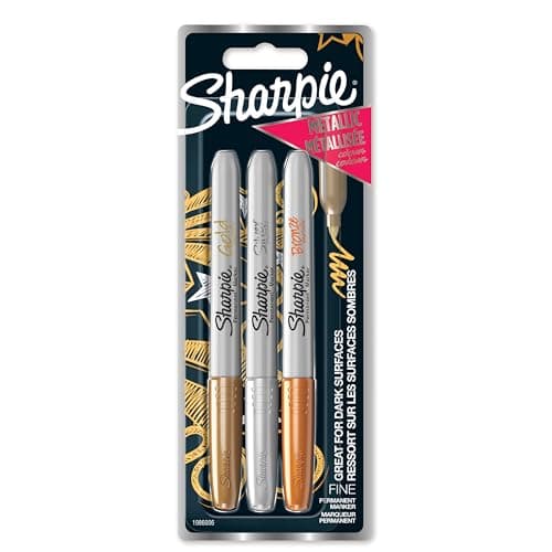 Image of Sharpie Permanent Markers | Fine Point for Bold Details | Assorted Metallic Colours | 3 Marker Pens