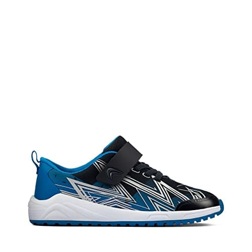 Image of Clarks Aeon Pace Youth Textile Trainers in Standard Fit Size 5 Blue
