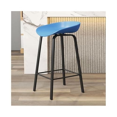 Image of CAFIEDR stool Blue Wooden Seat Iron Frame Household Restaurant High Chair 65cm 75cm Leisure Island,Medium