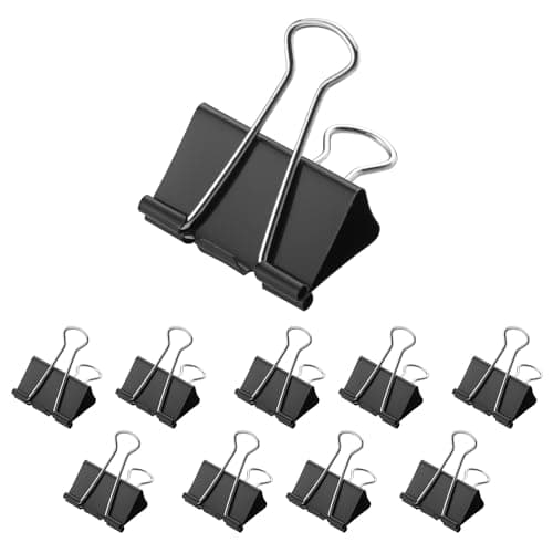 Image of Westcott E-10705 00 Foldback Clips, 50 mm, Black, Pack of 12, Metal Sturdy and Reusable Paper Clips