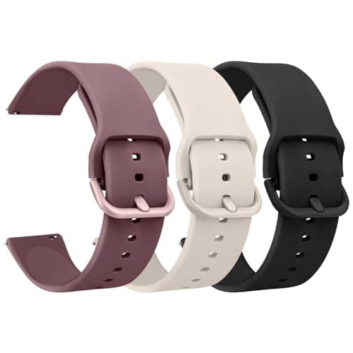 Image of AK Pack 3 Watch Bands 20mm 22mm for Women Men, Replacement Straps Band for Smart Watch, soft skin-friendly silicone quick release, smart watch wristband (22mm, Black/Violet Smoke/Starlight)