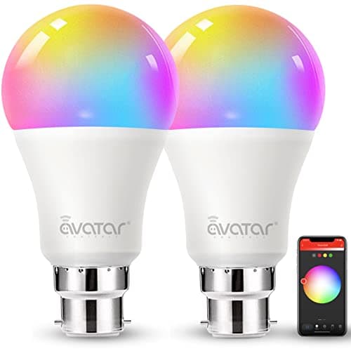 Image of Avatar Controls Smart Bulb B22 Bayonet, Colour Changing Alexa Light Bulb 9W 900LM, Smart LED Bulb that Works with Alexa Google, Music Sync, 80+ Scenes, 2 Pack Ambient Lighting for Bedroom Kitchen