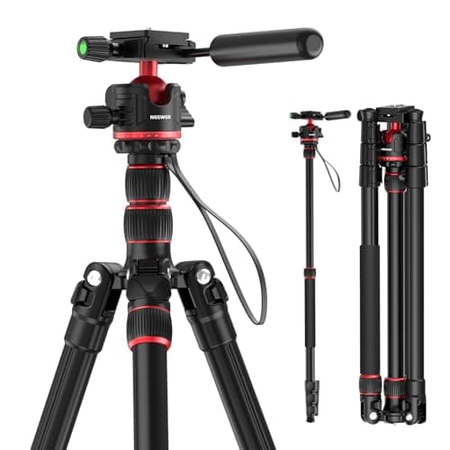 Image of NEEWER 77" Camera Tripod Monopod with 360° Ball Head & Arca Type QR Plate, Compact Aluminum Lightweight Travel DSLR Video Tripod Stand with Reversible Legs & Inverted Central Axis, 13lb Max Load, TP08
