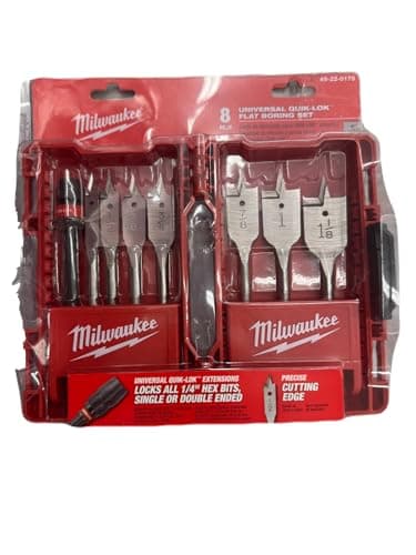 Image of Milwaukee 49-22-0175 8-Piece Universal Quik-Lok Flat Boring Spade Bit Set w/Carrying Case
