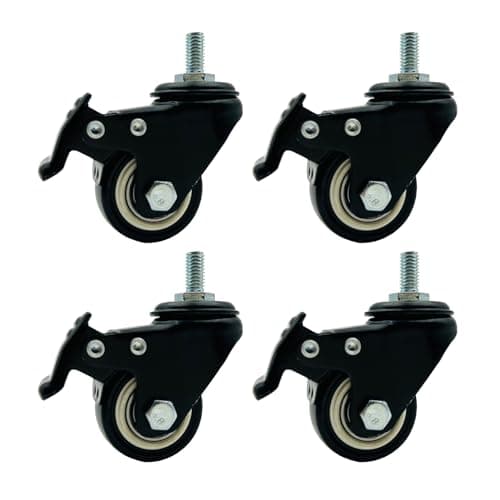 Image of LIKERAINY Swivel 8mm Bolt Threaded Fixing Caster PE Wheels IC4812A with Brake 360 Degree General Purpose Castors Size Ø 50mm Pack of 4 Pieces