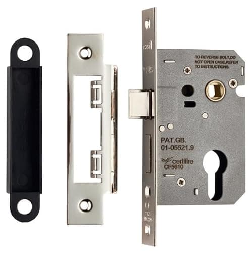 Image of Kooples Hardware Easi-T Residential Euro Profile Sashlock – Internal Door Mortice Lock Case for Euro Cylinder (Nickel Plate, 74mm)