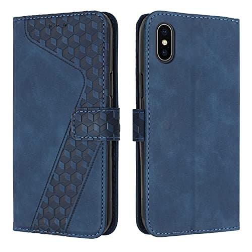 Image of OKZone Compatible With iPhone XS Max Case, Wallet Case PU Premium Leather with Card holder Slots Magnetic Shockproof Protect Flip Cover Bookstyle Phone Cases Cover for iPhone XS Max (6.5 Inch) (Blue)