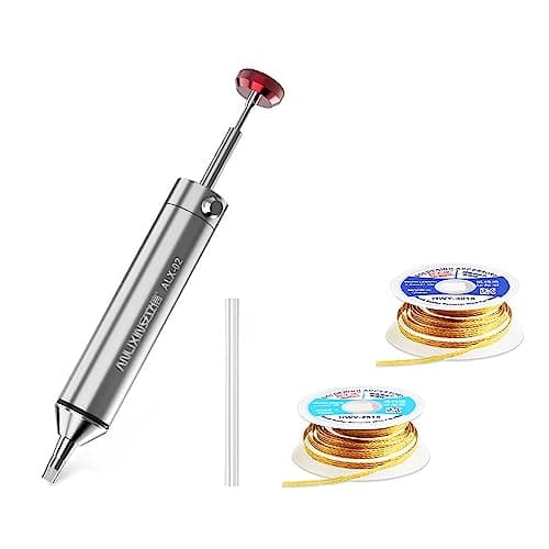 Image of Owootecc Solder Sucker Desoldering Pump with High-Temperature Resistant Flexible Silicone Nozzle, Premium Aluminum Housing Stronger Suction Power Aluminum Housing Accessory for Professional Welders
