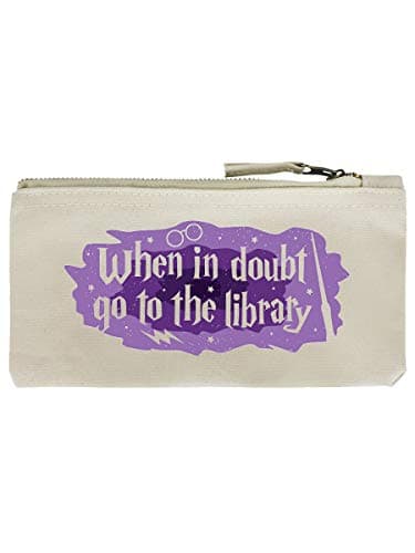 Image of When in Doubt Go to The Library Pencil Case Cream 21x11cm