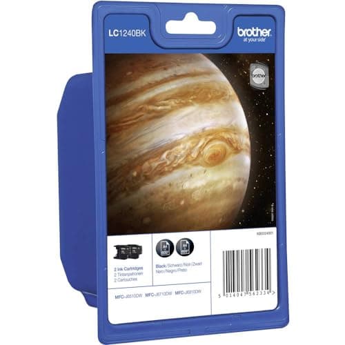 Image of Brother LC-1240BK Inkjet Cartridges, Black, Twin Pack, High Yield, Includes 2 x Inkjet Cartridges, Brother Genuine Supplies