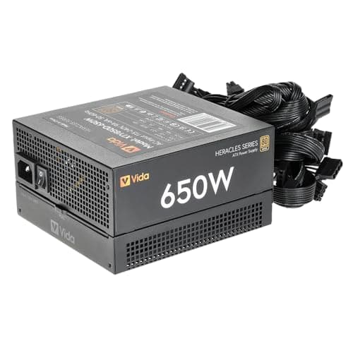 Image of VIDA 650W Heracles Black ATX Gaming PSU, 80 Plus Bronze, 14cm Ultra-Quiet FDM Fan, Flat Black Cables, Power Lead Not Included