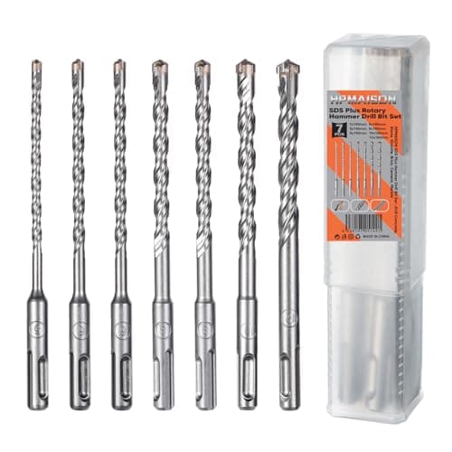 Image of HPMAISON SDS Plus Hammer Drill Bit, 7PCS Cross Drill Bits, 4-Cutter Tungsten Carbide Tip Fully Hardened Tool for Concrete, Brick, Cement, Stone, Granite, Marble & Masonry, Ø 5/6/6/8/8/10/12mm x 160mm