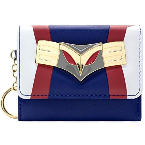 Image of My Hero Academia All Might Suit Metal Emblem Purse Tri-Fold Coin Pocket & Card Holder, Blue