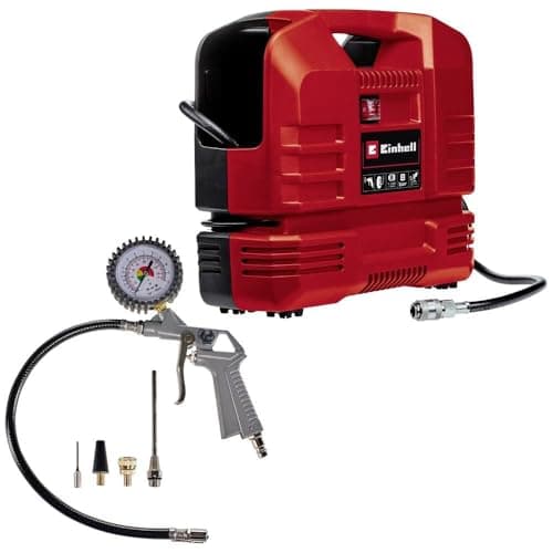 Image of Einhell Portable Oil-Free Air Compressor with Gun 8 Bar, 116 PSI, 240V, 1100W Service-Free Motor, 3m Hose TC-AC 190