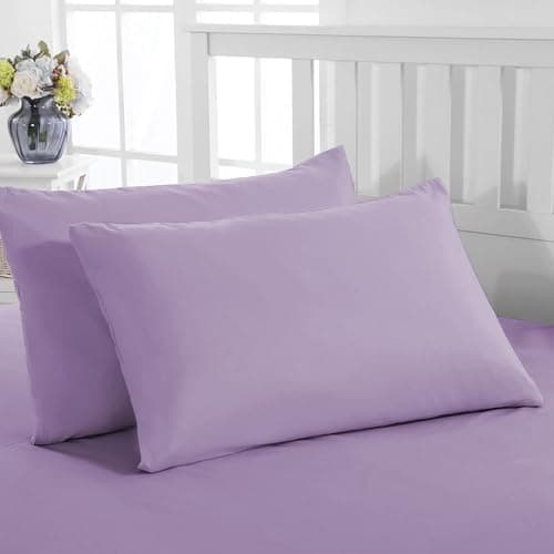 Image of PRIME LINENS Pillow Cases 2 Pack Standard Size Microfibre Pillow Cover with Envelop Closure Wrinkle Fade Resistant Pillowcases Machine Washable (Lilac, 50 x 75 Cm | Pack of 2)