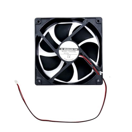 Image of JZK DC 12V cooling fan 12cm, 12025 Low Noise dual-ball bearing hydraulic fan, 120mm brushless fan for ice machine, fan heater, cooler, PC case fan, 120x25mm