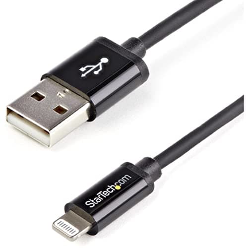 Image of StarTech.com USBLT1MB 1 m (3 ft) Black Apple 8-Pin Lightning Connector to USB Cable for iPhone/iPod/iPad, Charge and Sync Cable