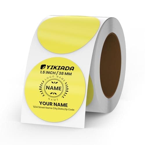 Image of YIKIADA 500 PCS Circle Thermal Labels Yellow Vinyl 38 mm Self-Adhesive Round Stickers Roll Waterproof Printer Decals Name Tag for QR Code DIY Office Address