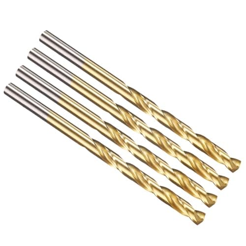 Image of PATIKIL 5mm Drill Bit, Jobber Straight Shank M2 High-Speed Steel 135° Titanium Nitride TiN Coated for Stainless Steel Hard Metal - 4 Pack