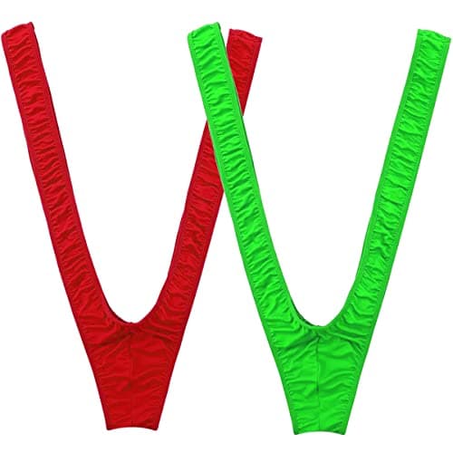 Image of VemeFufu String borat mankini for men funny UK hot sexy swimming thong costume underwear 2 Pieces Green + Red