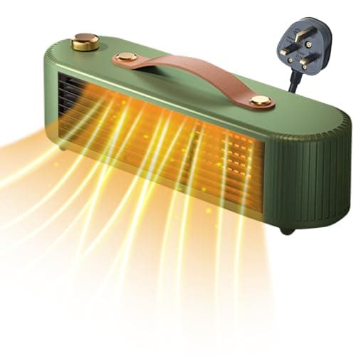 Image of Electric Space Heater Portable PTC Fan Heater Plug in Mini Heaters with 2 Heat Modes, 800W Energy Saving Desk Heater with Overheating & Tip-Over Protection, for Office Desk Home Indoor Use, Green