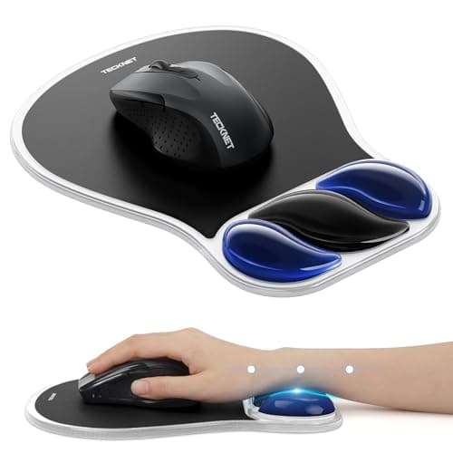 Image of TECKNET Mouse Mat Wrist Support, Ergonomic Gel Mouse Mat, S-Shaped Water Proof Mouse Pad Wrist Rest, Non-Slip PU Base Computer Mouse Pad with Wrist Support for Home & Office Work, Black
