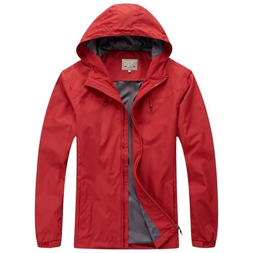 Image of Blu Apparel Mens Waterproof Rain Jacket Premium Branded Walking Hiking Everyday wear Jacket Windproof (UK, Alpha, XL, Regular, Regular, Red)