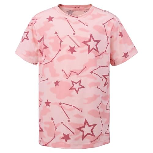 Image of Girl's Active Sports T-Shirt, Girls Short Sleeve Running Tops, Kids Athletic T Shirts, Fitness Clothing, Lightweight Breathable Quick-Dry, Summer PE Activewear Tshirts Clothes Age 8-9 Years, Pink