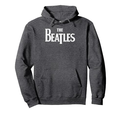 Image of The Beatles - Classic Logo Pullover Hoodie, Adult Unisex, Dark Heather Grey, Small