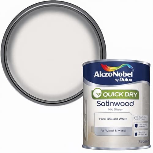 Image of White Satin Wood 750ml – Quick Dry Interior Wood & Metal Paint – Brilliant White Satin Finish – Durable Mid Sheen for Doors, Skirting Boards, Trim & Furniture