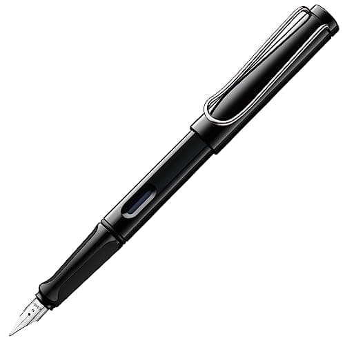 Image of LAMY safari black - Fountain Pen with ergonomic grip & polished steel nib in size M - ideal for any Writing & Calligraphy - including LAMY T 10 blue cartridge - Right-Handed