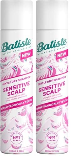 Image of Batiste Sensitive Scalp Lightly Scented Dry Shampoo, Dermatologically Tested, Kind to Scalp, No Rinse Shampoo Hair Spray, Gentle Lightweight Formula for Refreshed Hair, Infused with Aloe Vera, 200ml