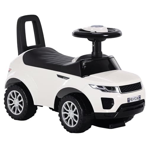 Image of HOMCOM 3-in-1 Ride On Car Foot To Floor Slider Toddler w/Horn Steering Wheel NO POWER Manual Under Seat Storage Secure Design for 1-3 Year Old White