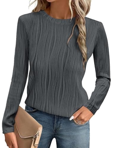 Image of Gemulate Ladies Blouses Solid Color Women's Blouses & Shirts Full Sleeve top Elegant Autumn Clothes for Women UK Dark Grey L