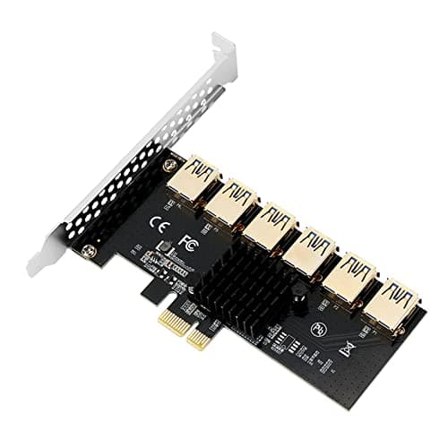 Image of sodeber PCI-E Mining Card PCIe 6x USB 5Gbps Express 1x to 16x Adapter 1 to 6 USB 3.0 Multiplier for BTC Miner e Expansion Card Extender