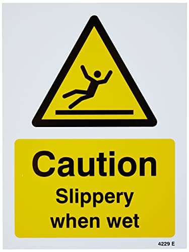 Image of Caledonia Signs 14229E Caution Slippery When Wet Sign, 200 mm x 150 mm, Rigid Plastic