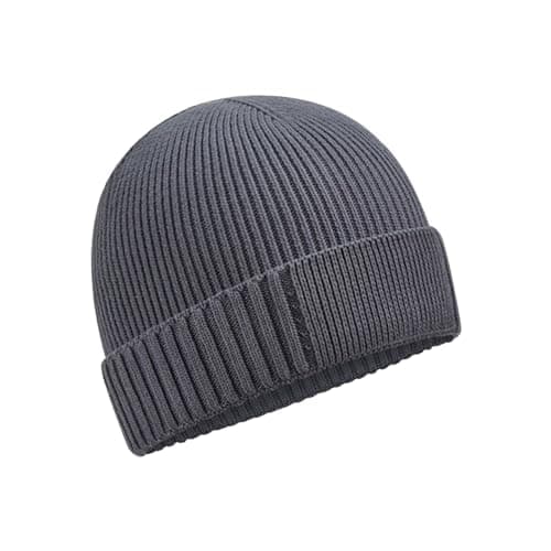 Image of Beechfield Unisex Adult Organic Cotton Engineered Patch Beanie (One Size) (Graphite Grey)