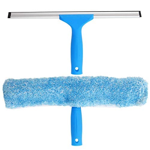 Image of MR.SIGA Professional Window Cleaning Combo - Squeegee & Microfiber Window Scrubber, 14"