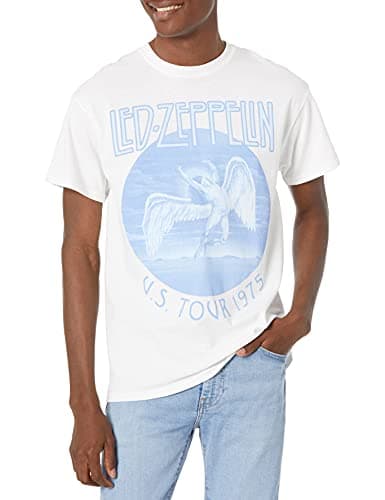 Image of Led Zeppelin Men's Us Tour 1975 White T-Shirt, Large