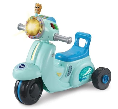 Image of VTech Baby 2-in-1 Ride & Balance Scooter, Blue, Balance Bike Mode & Trike Mode, Light-up Headlight, Songs, Road Safety Phrases & Scooter Sounds, Toy for Toddler 12, 18, 24 months +, English version