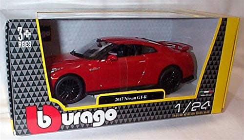 Image of burago NI'SS'AN Gt-R (R35) Coupe 2017 Red car 1:24 scale diecast model