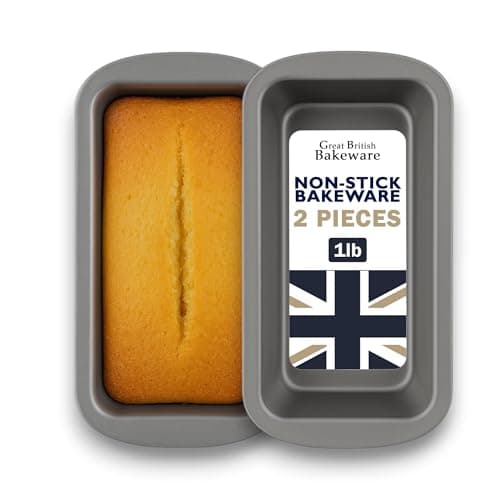 Image of Samuel Groves Great British Bakeware 2 Pack 1lb Superior Double Coated Non-Stick Loaf Tins, Bread Baking Mould Pan, Loaf Cake, Cake Tin, Twin Set, PFOA & BPA Free Cookware, Made in England